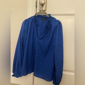 Blue print current air long sleeve blouse